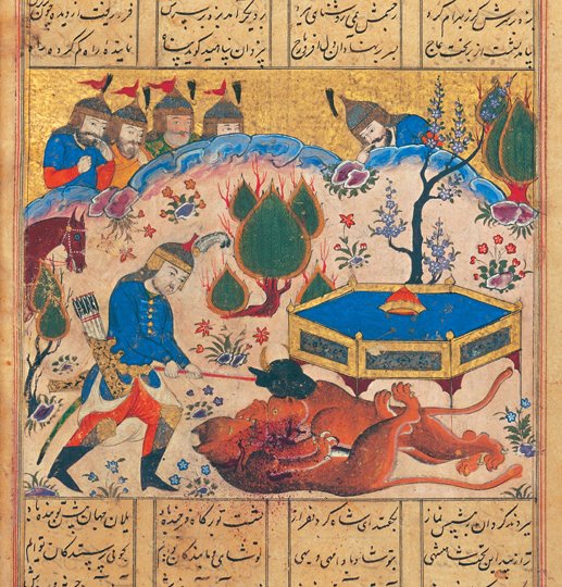 Bahram-siezes-crown-Shahnameh
